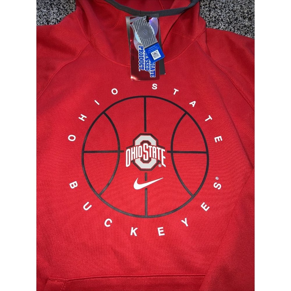 NWT Nike Ohio State Buckeyes Basketball KO Spotlight Hoodie Mens Size M Red - Picture 2 of 5